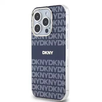 DKNY DKHMP15XHRHSEB Coque rigide bleue IML Mono & Stripe MagSafe pour Apple iPhone 15 Pro Max 6,7 pouces