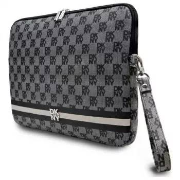 Housse DKNY DKCS16PVSHLK 16 inch noire, motif à carreaux et rayures imprimées