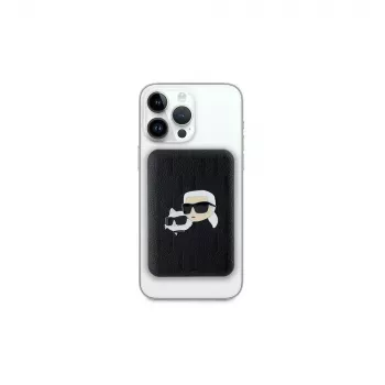Batterie externe sans fil Karl Lagerfeld 5000mAh 15W MagSafe noire Karl & Choupette Head Pin KF002166