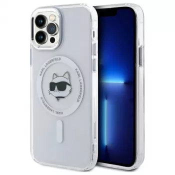 Coque rigide Karl Lagerfeld KLHMP12MHLSCHH pour iPhone 12/12 Pro 6,1 inch blanche IML Metal Choupette Head MagSafe