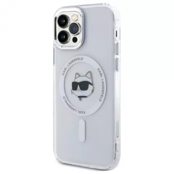 Coque rigide Karl Lagerfeld KLHMP12MHLSCHH pour iPhone 12/12 Pro 6,1 inch blanche IML Metal Choupette Head MagSafe