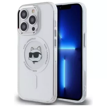 Coque rigide Karl Lagerfeld KLHMP13LHLSCHH iPhone 13 Pro 6,1 inch IML Metal Choupette Head MagSafe blanche