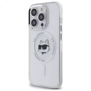 Coque rigide Karl Lagerfeld KLHMP13LHLSCHH iPhone 13 Pro 6,1 inch IML Metal Choupette Head MagSafe blanche