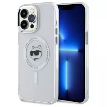 Coque rigide Karl Lagerfeld KLHMP13XHLSCHH iPhone 13 Pro Max 6,7 inch blanche IML Metal Choupette Head MagSafe