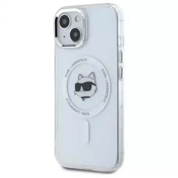 Coque rigide Karl Lagerfeld KLHMP15MHLSCHH pour Apple iPhone 15 Plus 6,7 inch blanche IML Metal Choupette Head MagSafe