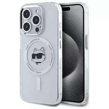 Coque rigide Karl Lagerfeld KLHMP15XHLSCHH IML Metal Choupette Head MagSafe pour iPhone 15 Pro Max 6,7 inch blanche