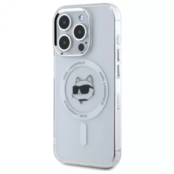 Coque rigide Karl Lagerfeld KLHMP15XHLSCHH IML Metal Choupette Head MagSafe pour iPhone 15 Pro Max 6,7 inch blanche