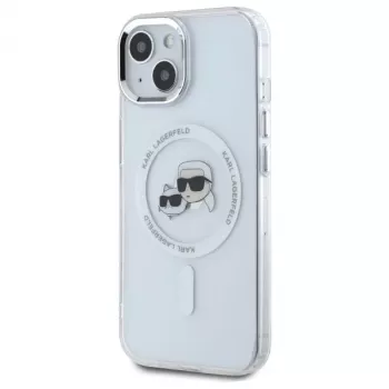 Coque rigide Karl Lagerfeld KLHMP15SHLSKCH pour Apple iPhone 15 6,1 inch blanche Karl & Choupette Head MagSafe