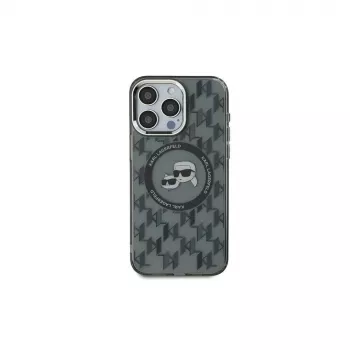 Coque MagSafe Karl Lagerfeld KLHMP15MHMCKMHK pour iPhone 15 Plus 6,7 inch noire IML Monogram Karl & Choupette Head