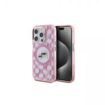 Coque MagSafe Karl Lagerfeld KLHMP15XHMCKMHP pour iPhone 15 Pro Max 6,7 inch rose IML Monogram Karl & Choupette Head