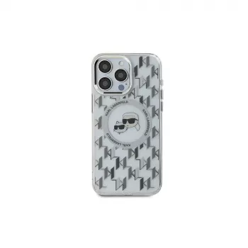 Coque MagSafe Karl Lagerfeld KLHMP15SHMCKMHT pour iPhone 15 6,1 inch transparente IML Monogram Karl & Choupette Head