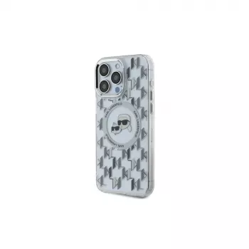 Coque MagSafe Karl Lagerfeld KLHMP15XHMCKMHT pour iPhone 15 Pro Max 6,7 inch transparente IML Monogram Karl & Choupette Head