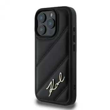 Coque rigide Karl Lagerfeld Quilted Signature pour iPhone 16 Pro, noire