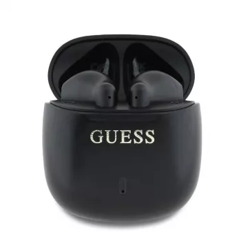 Écouteurs sans fil True Wireless Bluetooth 5.3 Guess GUTWSJ14ESGKTWS avec boîtier de charge, noirs, Classic Logo Print