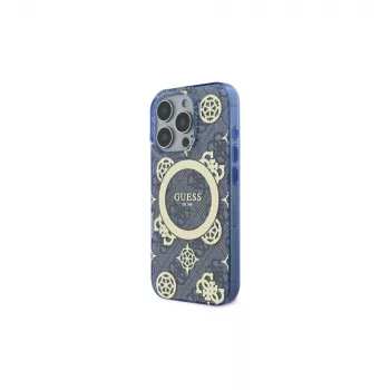 Coque rigide MagSafe Guess GUHMP16LH4PYEEB pour iPhone 16 Pro 6,3 inch bleue IML Peony On 4G Background