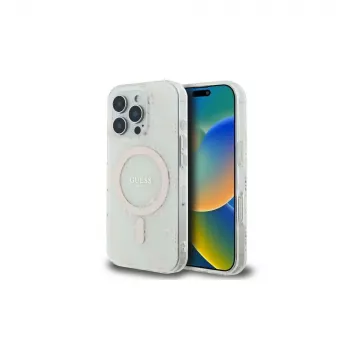 Coque rigide MagSafe Guess GUHMP16LH4DTEH pour iPhone 16 Pro 6,3 inch blanche IML 4G Background