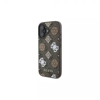 Coque MagSafe Guess Peony On 4G Background pour iPhone 16 (marron)