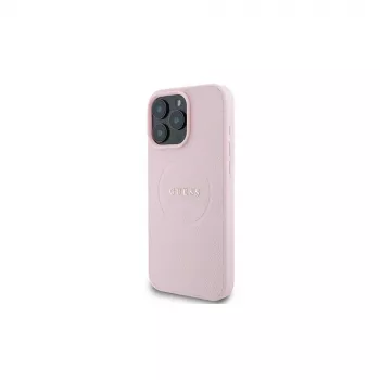 Coque rigide MagSafe Guess Grained Ring pour Apple iPhone 15 Pro Max 6,7 inch rose