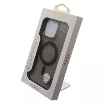 Guess Coque MagSafe IML Rhinestones pour iPhone 16 Pro Max (noir)