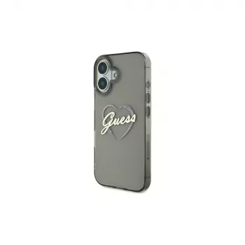 Guess GUHCP16MHCHGSPK Coque rigide pour iPhone 16 Plus 6,7 pouces noir Heart IML