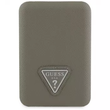 GUESS Grained Triangle Banque d'alimentation sans fil 5000mAh 15W USB-C MagSafe marron