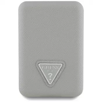 GUESS Grained Triangle Banque d'alimentation sans fil 5000mAh 15W USB-C MagSafe beige