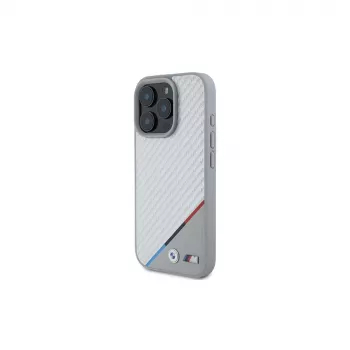 BMW M Carbon Tricolor Line Coque rigide pour iPhone 16 Pro 6,3 pouces gris MagSafe