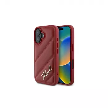Karl Lagerfeld Coque Quilted Signature pour iPhone 16, rouge