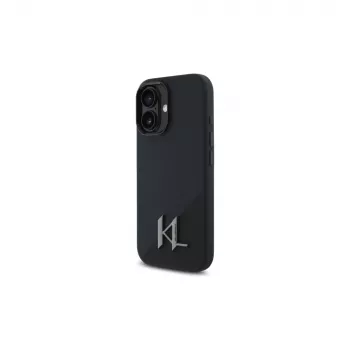 Karl Lagerfeld Shadow Metal Initial Coque rigide pour Apple iPhone 16 6,1 pouces - noir