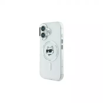 Coque rigide Karl Lagerfeld KLHMP16SHLSCHH IML Metal Choupette Head MagSafe pour iPhone 16 6,1 inch blanche