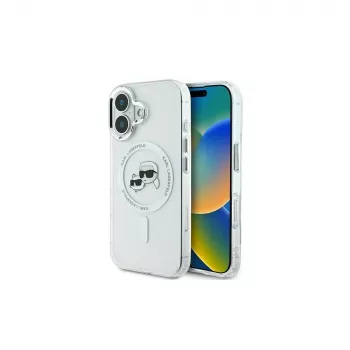 Coque rigide Karl Lagerfeld KLHMP16MHLSKCH IML Metal Karl & Choupette Head MagSafe pour iPhone 16 Plus 6,7