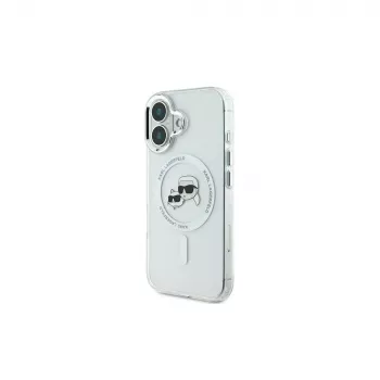 Coque rigide Karl Lagerfeld KLHMP16MHLSKCH IML Metal Karl & Choupette Head MagSafe pour iPhone 16 Plus 6,7