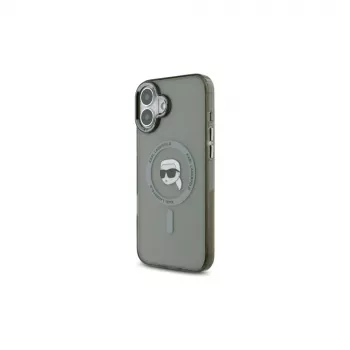 Coque rigide Karl Lagerfeld KLHMP16MHLSKIK IML Metal Karl Head MagSafe pour iPhone 16 Plus 6,7 inch noire