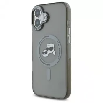 Coque rigide Karl Lagerfeld KLHMP16MHLSKCK IML Metal Karl & Choupette Head MagSafe pour Apple iPhone 16 Plus 6,7 inch, noire