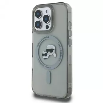 Coque rigide Karl Lagerfeld KLHMP16XHLSKCK IML Metal Karl & Choupette Head MagSafe pour Apple iPhone 16 Pro Max 6,9