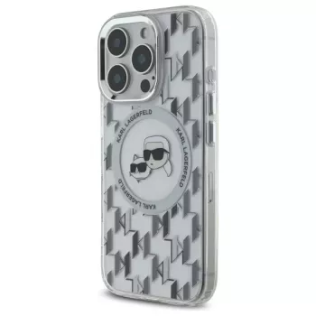 Coque MagSafe Karl Lagerfeld KLHMP16LHMCKMHT IML Monogram Karl & Choupette Head pour iPhone 16 Pro 6,3 inch transparente