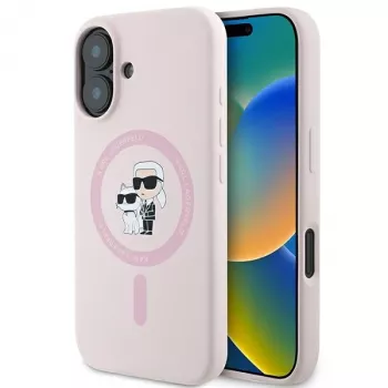 Coque rigide en silicone MagSafe Karl Lagerfeld KLHMP16SSCMKCRHP pour Apple iPhone 16 6,1