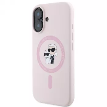 Coque rigide en silicone MagSafe Karl Lagerfeld KLHMP16SSCMKCRHP pour Apple iPhone 16 6,1