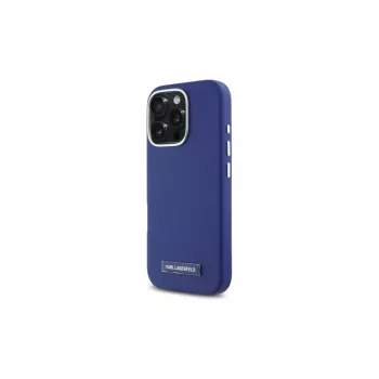 Coque rigide Karl Lagerfeld KLHMP16LPGMSRPB Metal Plate MagSafe pour iPhone 16 Pro 6,3 inch bleue