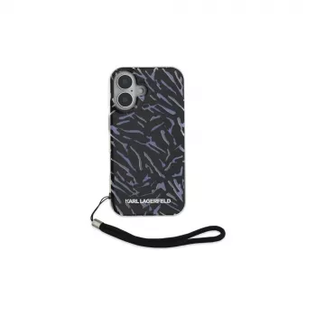 Coque Karl Lagerfeld Zebra With Cord pour iPhone 16 Plus (violet)