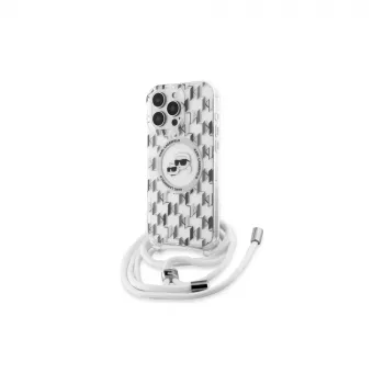 Coque rigide transparente Karl Lagerfeld KLHMP16XHCKCKLCT iPhone 16 Pro Max 6,9 pouces IML bandoulière Monogram Karl & Choupette Head MagSafe