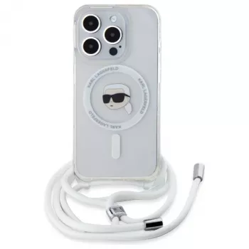 Coque rigide transparente Karl Lagerfeld KLHMP16XHCKHNT iPhone 16 Pro Max 6,9 pouces bandoulière IML Karl Head MagSafe