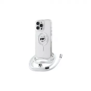 Karl Lagerfeld KLHMP16LHCCHNT iPhone 16 Pro 6,3 coque rigide transparente IML Choupette Head & Cord MagSafe