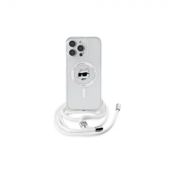 Karl Lagerfeld KLHMP16LHCCHNT iPhone 16 Pro 6,3 coque rigide transparente IML Choupette Head & Cord MagSafe