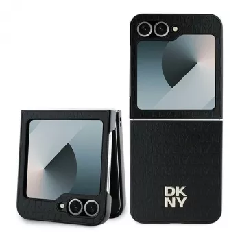 DKNY DKHCZF6PSHRPSK coque de protection pour Samsung Galaxy Z Flip6 / Z Flip7 FE - noir Repeat Pattern Stack Logo