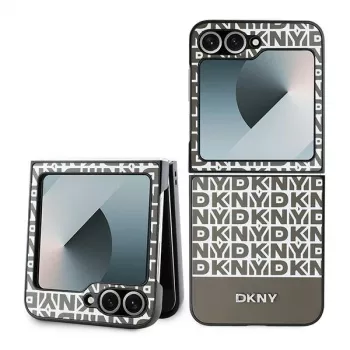 DKNY DKHCZF6PSOSPW coque arrière de protection pour Samsung Galaxy Z Flip 6 / Z Flip7 FE - marron Repeat Pattern Bottom Stripe