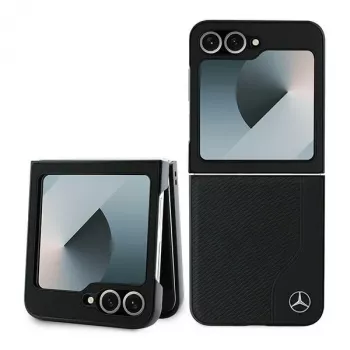 Mercedes-Benz MEHMZF623RBGVK coque MagSafe cuir effet bois pour Samsung Galaxy Z Flip6 / Z Flip7 FE, noire