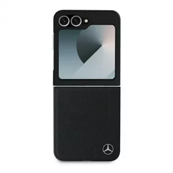 Mercedes-Benz MEHMZF623RBGVK coque MagSafe cuir effet bois pour Samsung Galaxy Z Flip6 / Z Flip7 FE, noire