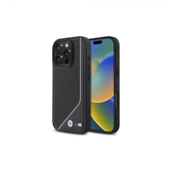 BMW coque rigide MagSafe M Perforated Twisted Line pour iPhone 16 Pro (6,3 pouces) - noire