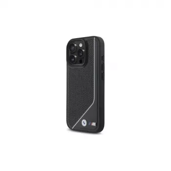 BMW coque rigide MagSafe M Perforated Twisted Line pour iPhone 16 Pro (6,3 pouces) - noire